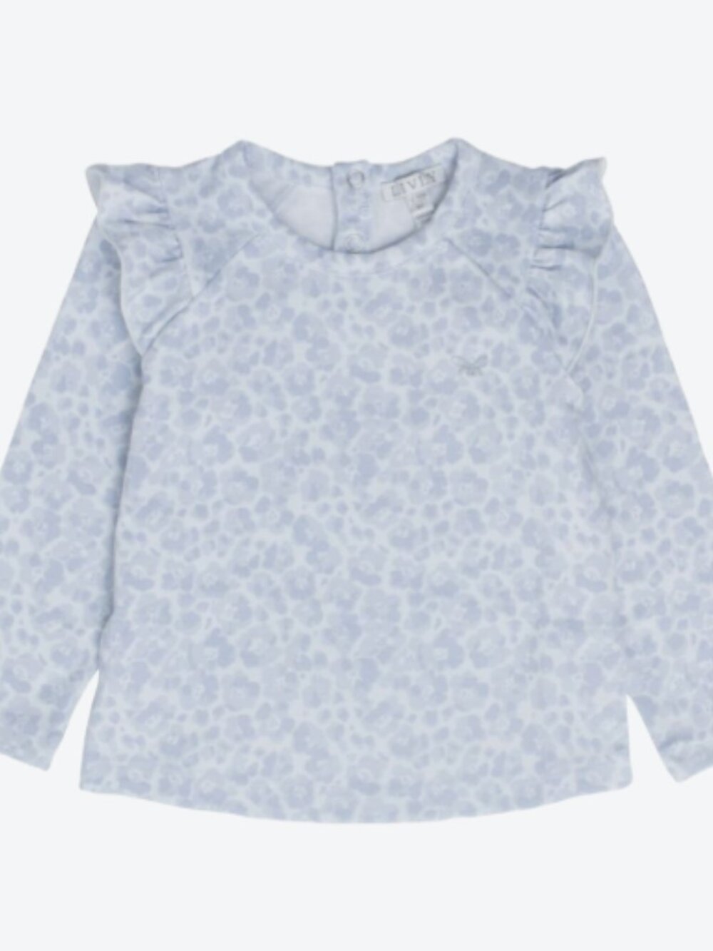 Periwinkle Floral Ruffle Shoulder Long Sleeve Tee